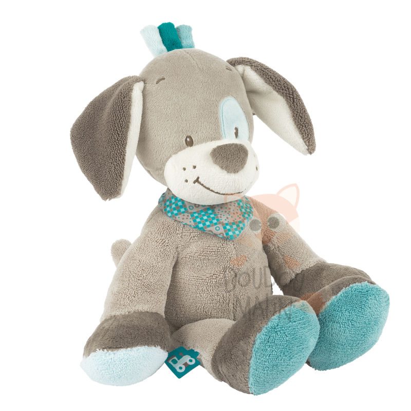  gaston et cyril peluche chien bleu gris 